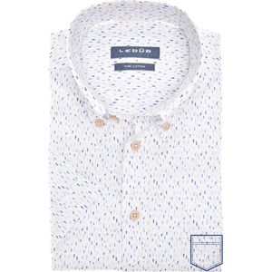 Ledub casual overhemd korte mouw Modern Fit New normale fit wit geprint katoen