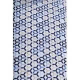 Ledub - Modern Fit Overhemd - Popeline - Wit met Blauw en Beige Dessin - Strijkvriendelijk