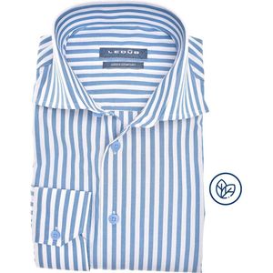 Ledub - Modern Fit Overhemd - Lichtblauw - Katoen - Lange Mouwen