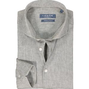 Ledub - Modern Fit Overhemd - Middengroen - Strijkvriendelijk - 55% Linnen 45% Katoen