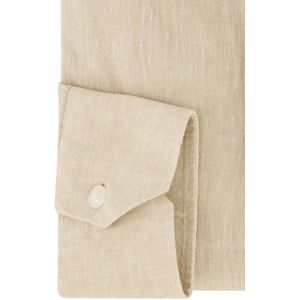 Ledub overhemd beige gemêleerd linnen