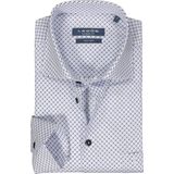 Ledub - Modern Fit - Overhemd - Wit met Blauw Dessin - Strijkvriendelijk