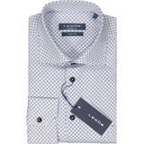 Ledub - Modern Fit - Overhemd - Wit met Blauw Dessin - Strijkvriendelijk