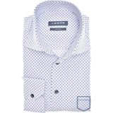 Ledub - Modern Fit - Overhemd - Wit met Blauw Dessin - Strijkvriendelijk
