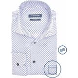 Ledub - Modern Fit - Overhemd - Wit met Blauw Dessin - Strijkvriendelijk