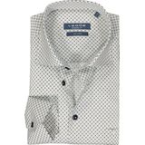 Ledub - Modern Fit - Overhemd - Wit met Groen en Donkerblauw Dessin - Strijkvriendelijk