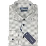 Ledub - Modern Fit - Overhemd - Wit met Groen en Donkerblauw Dessin - Strijkvriendelijk