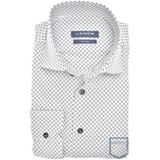 Ledub - Modern Fit - Overhemd - Wit met Groen en Donkerblauw Dessin - Strijkvriendelijk