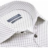 Ledub - Modern Fit - Overhemd - Wit met Groen en Donkerblauw Dessin - Strijkvriendelijk