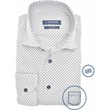 Ledub - Modern Fit - Overhemd - Wit met Groen en Donkerblauw Dessin - Strijkvriendelijk