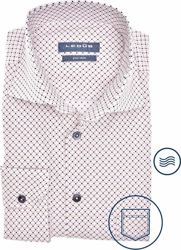 Ledub - Modern Fit Overhemd - Wit - Katoen - Easy Iron