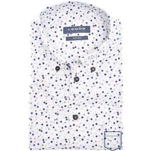 Ledub - Overhemd - Korte Mouw - Wit - Katoen - Stippen Print