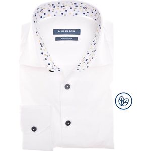 Ledub - Modern Fit - Overhemd - Wit - Popeline