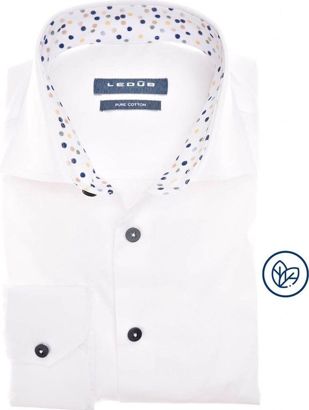 Ledub - Modern Fit - Overhemd - Wit - Popeline