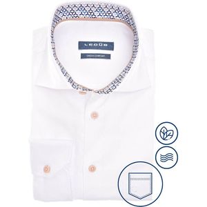 Ledub business overhemd Modern Fit New normale fit wit effen katoen met borstzak