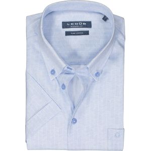 Ledub modern fit overhemd, korte mouw, popeline, lichtblauw met wit dessin