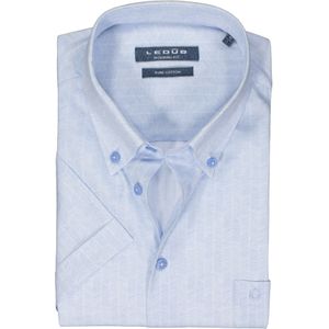 Ledub - Modern Fit - Overhemd - Lichtblauw met Wit Dessin - Korte Mouw - Strijkvriendelijk