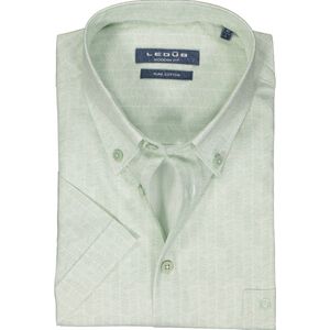 Ledub - Multicolor Fantasie - Overhemd - Lichtgroen met Wit Dessin - Korte Mouw - Strijkvriendelijk