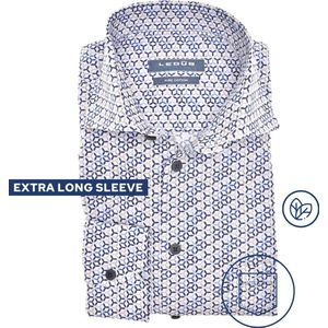 Ledub - Overhemd - Blauw Beige Geprint - 100% Katoen