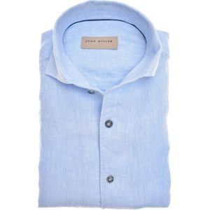 John Miller, Heren, Overhemden, Blauw, Maat: XL Linnen,