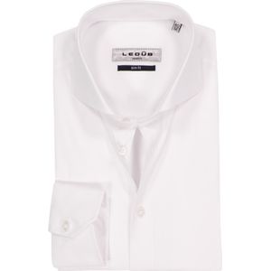 Ledub - Slim Fit Overhemd - Wit - Popeline - Strak Getailleerd