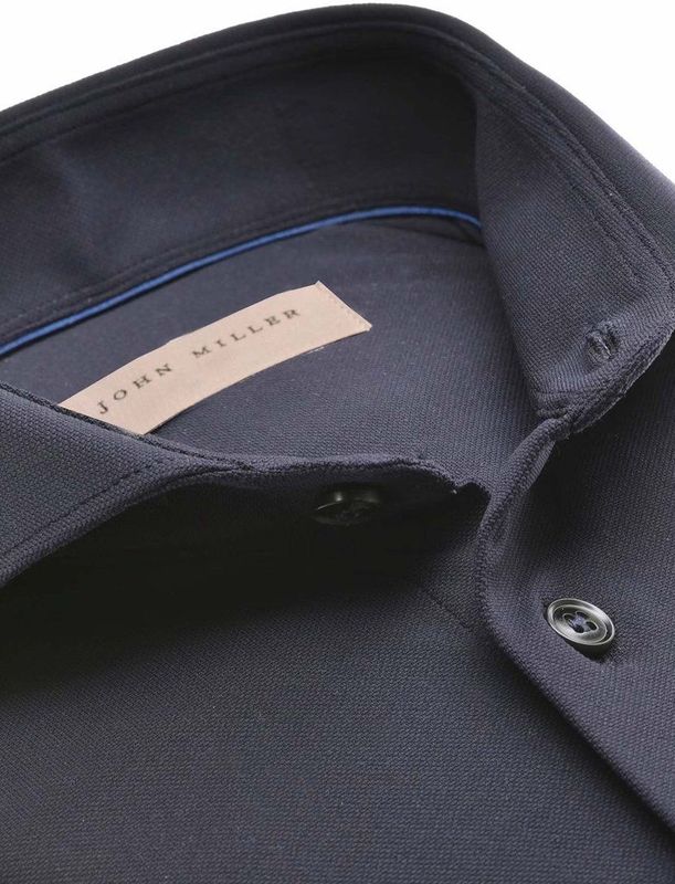 John Miller - Overhemd - Blauw - Polyamide - Slim-Fit