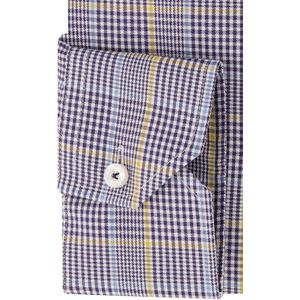 Ledub - Geruit Overhemd - Blauw Geel - Modern Fit