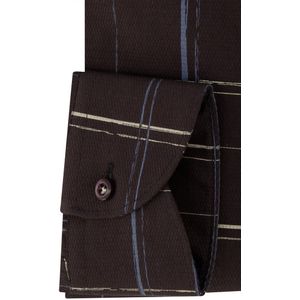 John Miller - Business Overhemd - Bruin Geruit - Katoen