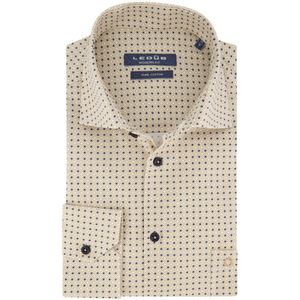 Ledub - Modern Fit Overhemd - Beige - 100% Katoen - Lange Mouwen