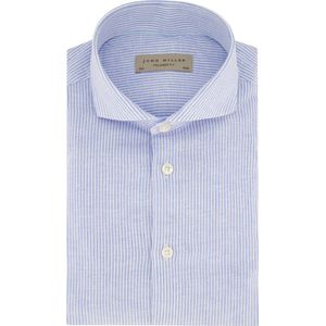 John Miller - Overhemd - Lichtblauw - Linnen en Katoen