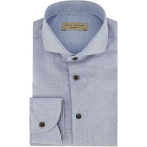 John Miller - Overhemd - Blauw Geruit - 100% Katoen - Tailored Fit
