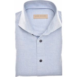 John Miller - Tailored Fit - Overhemd - Lichtblauw Gemeleerd - 100% Katoen