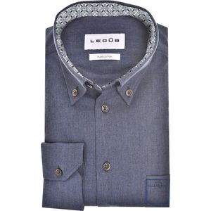 Ledub - Modern Fit Overhemd - Donkerblauw - 100% Katoen