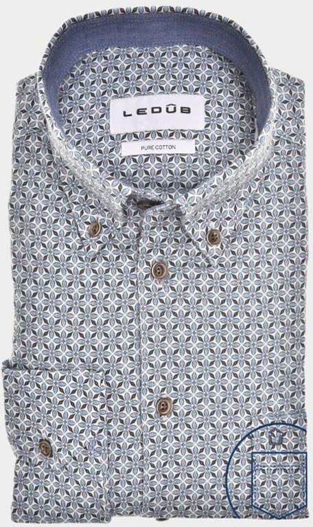 Ledub - HE24209 - Overhemd - Blauw - 100% Katoen