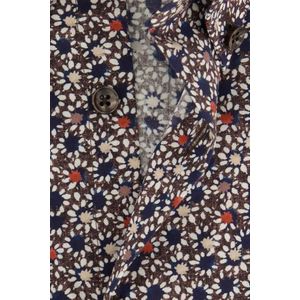 Ledub - Modern Fit Overhemd - Bruin - Katoen - Geprint Met Borstzak