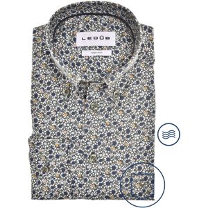 Ledub Modern Fit overhemd donkergroen geprint button-down