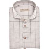 John Miller - Lichtbruin Geruit Overhemd - Strijkvrij - 100% Katoen
