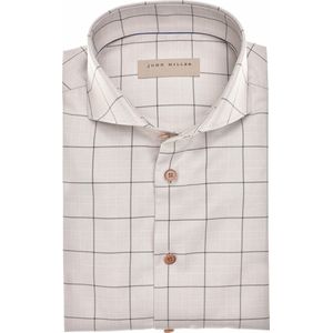 John Miller - Lichtbruin Geruit Overhemd - Strijkvrij - 100% Katoen