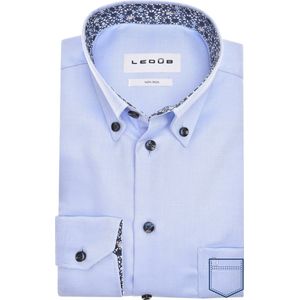 Ledub - Modern Fit - Overhemd - Blauw - Katoen - Strijkvrij
