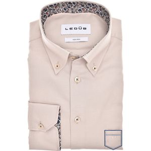 Ledub - Business Overhemd - Beige - Katoen - Modern Fit