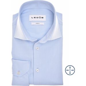 Ledub - Modern Fit Overhemd - Lichtblauw - Katoenmix - Stretch