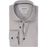 Ledub - Modern Fit Overhemd - Donkerblauw met Rood en Wit Dessin - Strijkvriendelijk