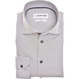 Ledub - Modern Fit Overhemd - Donkerblauw met Rood en Wit Dessin - Strijkvriendelijk