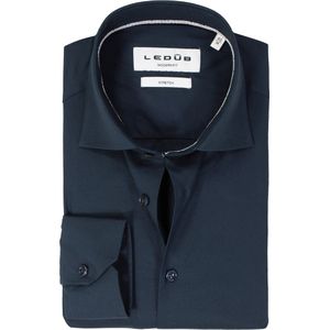 Ledub - Overhemd - Donkerblauw - Popeline - Strijkvriendelijk
