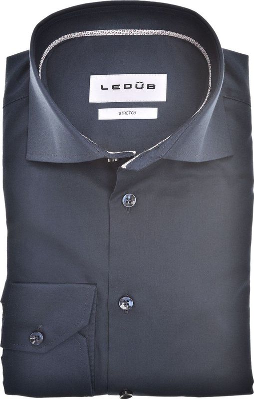 Ledub - Overhemd - Donkerblauw - Popeline - Strijkvriendelijk