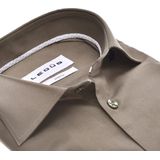 Ledub - Modern Fit Overhemd - Donker Olijfgroen - Popeline - Strijkvriendelijk