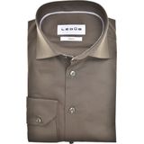 Ledub - Modern Fit Overhemd - Donker Olijfgroen - Popeline - Strijkvriendelijk