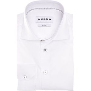 Ledub - Modern Fit Overhemd - Wit - Popeline - Strijkvriendelijk