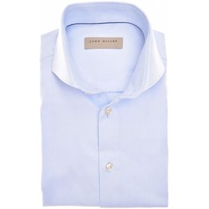 John Miller - Overhemd - Blauw - Katoen - Cutaway Boord - Lange Mouw