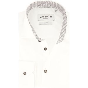 Ledub - Modern Fit Overhemd - Wit - 100% Katoen - Strijkvrij
